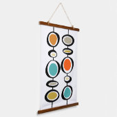 Dicke Retro-Abstrakte Kreise Mitte Jahrhundert Mod Wandteppich Mit Holzrahmen (Gewinkelt)