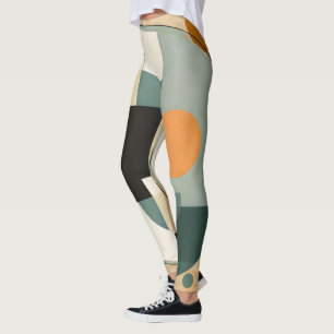 Dicke Retro: Abstrakte Kreise und Rechtecke Leggings