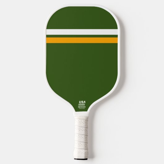 Dicke Retro dunkelgrüne, gelbe Streifen Pickleball Schläger (Rückseite)