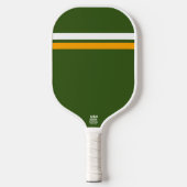 Dicke Retro dunkelgrüne, gelbe Streifen Pickleball Schläger (Vorderseite)