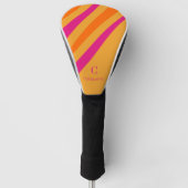 Dicke Retro Streifen Monogramm Rosa Orange Golf Headcover (Vorderseite)
