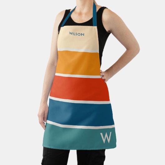 Dicke Retro-Streifen-Monogramm Schürze (InSitu)