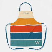 Dicke Retro-Streifen-Monogramm Schürze (Vorderseite)
