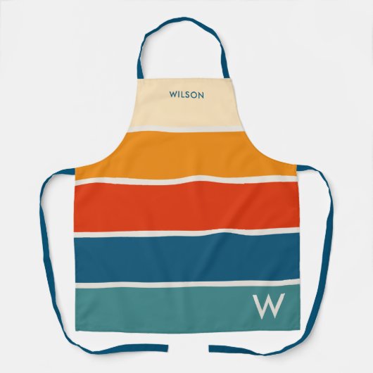 Dicke Retro-Streifen-Monogramm Schürze (Vorderseite)