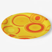 Dicke Retro-Teller aus Papier - Gelb und Orange Pappteller (Schrägansicht)