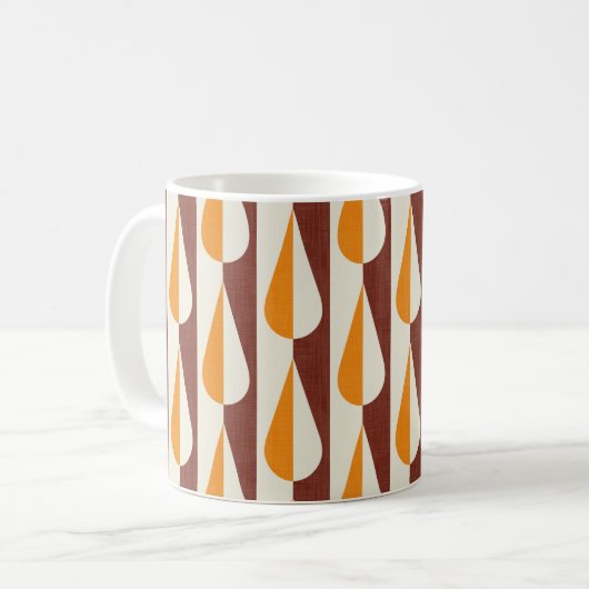 Dicke Retrowasser-Tropfenorange Kaffeetasse (Vorderseite Links)