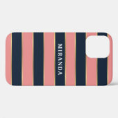 Dicke rosa blaue Streifen Muster Case-Mate iPhone Hülle (Rückseite (Horizontal))
