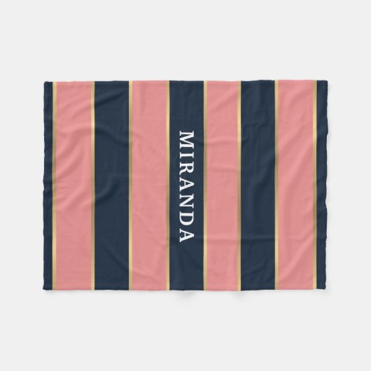 Dicke rosa blaue Streifen Muster Fleecedecke (Vorderseite (Horizontal))