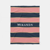 Dicke rosa blaue Streifen Muster Fleecedecke (Vorderseite)