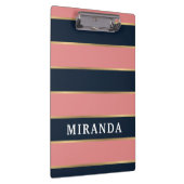 Dicke rosa blaue Streifen Muster Klemmbrett (Rechts)