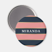 Dicke rosa blaue Streifen Muster Magnet (Vorderseite/Rückseite)