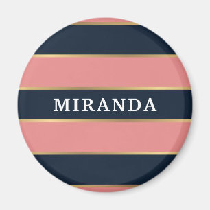 Dicke rosa blaue Streifen Muster Magnet