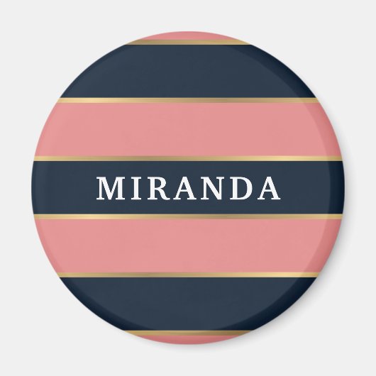 Dicke rosa blaue Streifen Muster Magnet (Vorne)