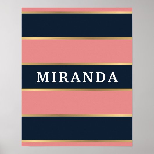 Dicke rosa blaue Streifen Muster Poster (Vorne)