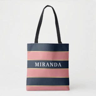Dicke rosa blaue Streifen Muster Tasche