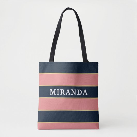 Dicke rosa blaue Streifen Muster Tasche (Vorderseite)