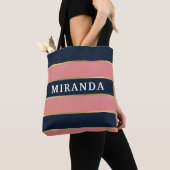Dicke rosa blaue Streifen Muster Tasche (Von Nahem)