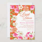 Dicke rosa Blumenbraut in blühendem Brautparty Einladung (Vorderseite)