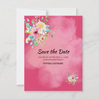 Dicke rosa Blütensüß 16 Save the Date flache Karte