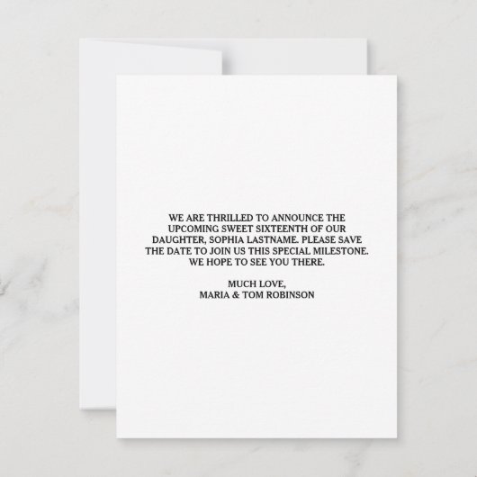 Dicke rosa Blütensüß 16 Save the Date flache Karte (Rückseite)