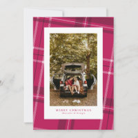 Dicke rosa karierter Spaß ein Foto Weihnachten
