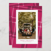 Dicke rosa karierter Spaß ein Foto Weihnachten (Vorne/Hinten)