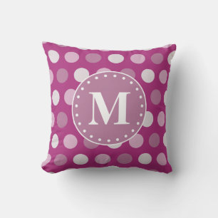 Dicke rosa Lila Polka Dots Monogramm Kissen