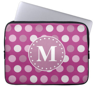 Dicke rosa Lila Polka Dots Monogramm Laptopschutzhülle