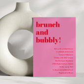 Dicke rosa Moderne Brunch Bubbly Brautparty Einladung
