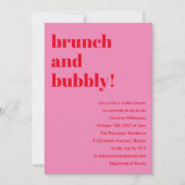 Dicke rosa Moderne Brunch Bubbly Brautparty Einladung (Vorderseite)