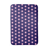 Dicke rosa Polka Punkte auf Navy Blue Badematte (Vorderseite Vertikal)
