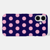 Dicke rosa Polka Punkte auf Navy Blue Case-Mate iPhone Hülle (Rückseite (Horizontal))