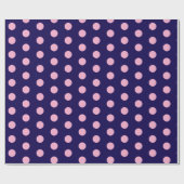 Dicke rosa Polka Punkte auf Navy Blue Geschenkpapier (Flach)