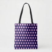 Dicke rosa Polka Punkte auf Navy Blue Tasche (Vorderseite)
