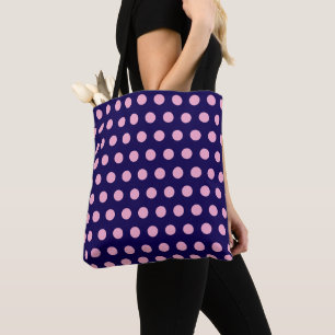 Dicke rosa Polka Punkte auf Navy Blue Tasche