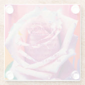 Dicke rosa Rose in Bloom Gedicht Bohemisches Künst Glasuntersetzer (Rückseite)