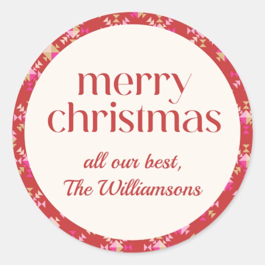 Dicke rosa rote goldene geometrische Personalisier Runder Aufkleber (Vorderseite)