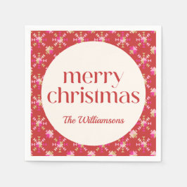 Dicke rosa rote goldene geometrische Personalisier Serviette