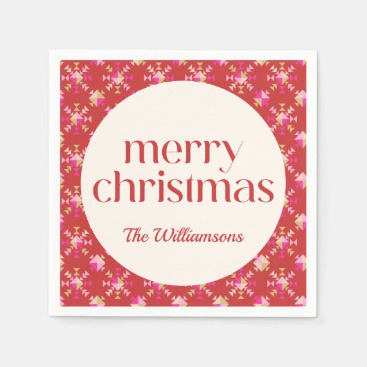 Dicke rosa rote goldene geometrische Personalisier Serviette (Vorderseite)