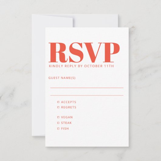 Dicke rosa rote Karton Muster Hochzeit Mahlzeit RSVP Karte (Vorderseite)