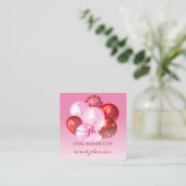 Dicke rosa rote Monogram Balloons Quadratische Visitenkarte (Stehend Vorderseite)