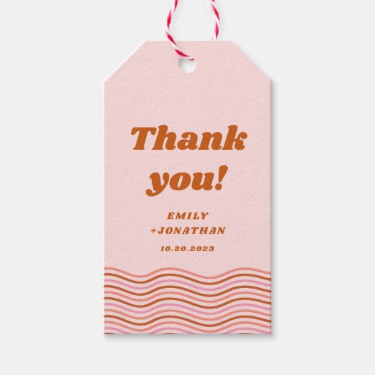 Dicke Rosa Rote Retro Groovy Geschenkanhänger (Vorderseite)