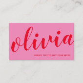 Dicke rosa rote Signatur Skriptkalligrafie Visitenkarte (Vorderseite)