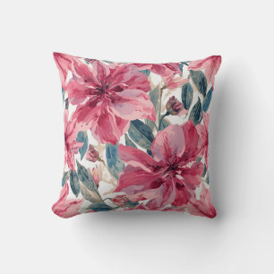 Dicke rosa tropisches botanisches Muster Kissen