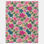 Dicke rosa und blaue Flora auf Cream Fleece Blanko (Vorderseite)