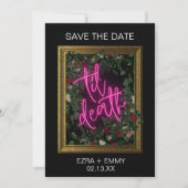 Dicke rosa und schwarz florale Til Tod Save the Da Date (Vorderseite)