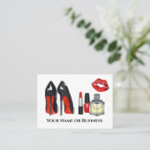 Dicke Rot und Schwarz Makeup und Nail Polnischer S Visitenkarte (Stehend Vorderseite)