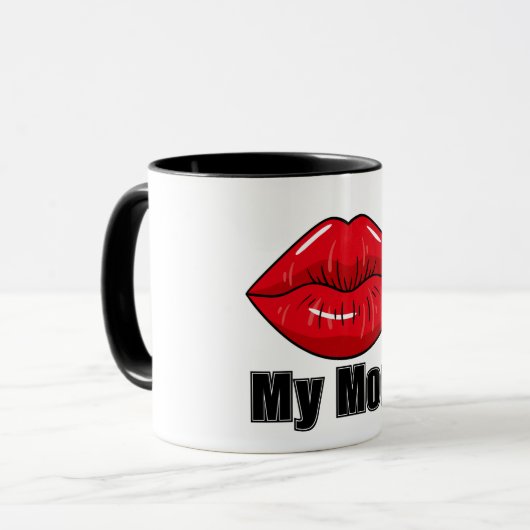 Dicke Rote Lippen "Meine Mama" Tasse - Fun & Styli (Vorderseite Links)