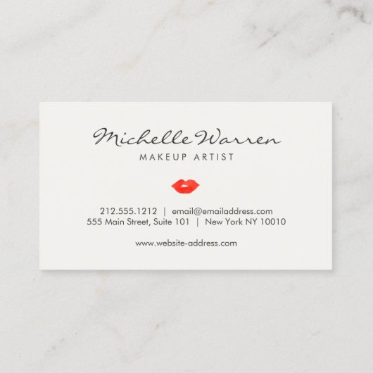 Dicke rote Lippen Wasserfarbe Makeup Artist Visitenkarte (Rückseite)