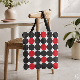 Dicke rote schwarze Punkte Geometrisches Muster Tasche
